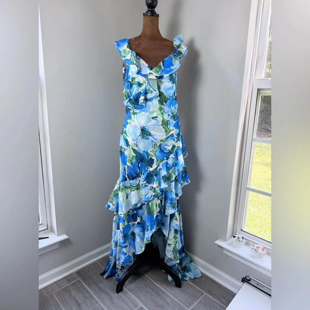 NWT Alex Marie Blue Floral High Low Dress - Picture 3 of 12